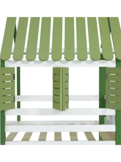 Kinderbett mit Fallschutzgitter und Kleiderschrank in Weiß+Grün, 90x200