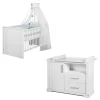 Kindermöbelset Maxi 2-tlg. Weiß mit Bett & breiter Wickelkommode