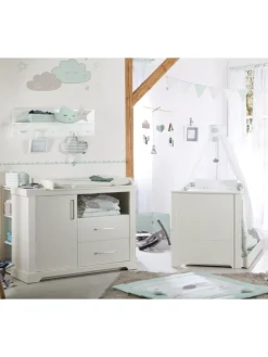 Kindermöbelset Maxi 2-tlg. Weiß mit Bett & breiter Wickelkommode