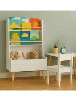 Kinderregal in Weiß/ Natur - (B) 68 x (H) 94 x (T) 32 cm