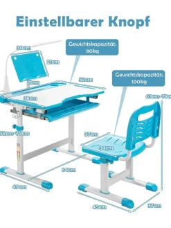 Kinderschreibtisch Set mit Licht ab 4 Jahren in Blau