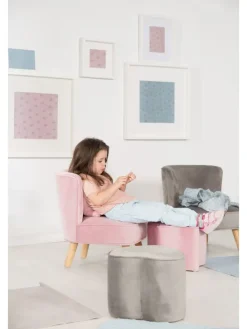 Kindersessel 'Lil Sofa', bequem, Holzfüße & Samtstoff Mauve