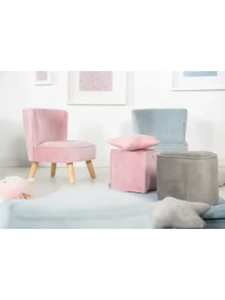 Kindersessel 'Lil Sofa', bequem, Holzfüße & Samtstoff Mauve