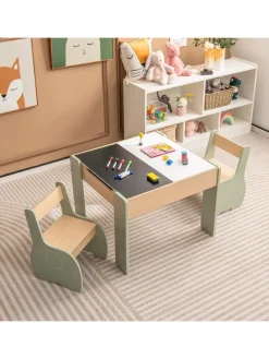 Kindertisch mit 2 Stühlen in Grün