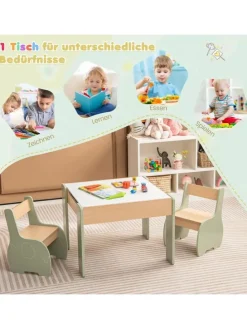 Kindertisch mit 2 Stühlen in Grün