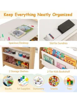 Kindertisch mit Stuhl & Staffelei in Hellbraun