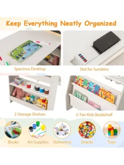 Kindertisch mit Stuhl & Staffelei in Grau