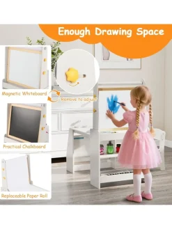 Kindertisch mit Stuhl & Staffelei in Grau