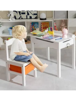 Kindertisch mit Stuhl in Weiß