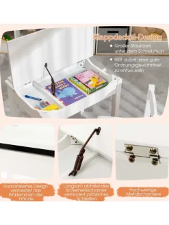 Kindertisch mit Stuhl in Weiß