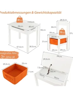 Kindertisch mit Stuhl in Weiß