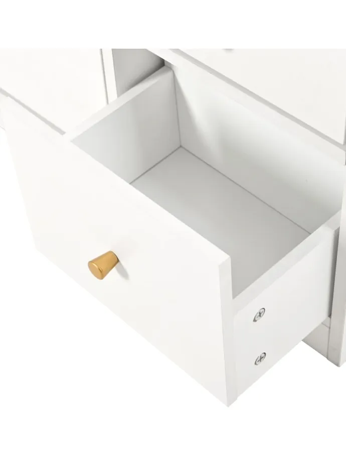 Kipp-Schuhschrank in Weiß mit 3 Klappschubladen und Sitzbank 119x24x122 cm