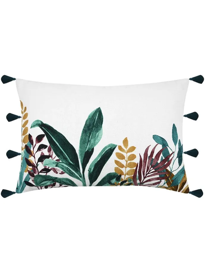 Kissen "Uniola" in Weiß/ Dunkelblau - (L)40 x (B)60 cm