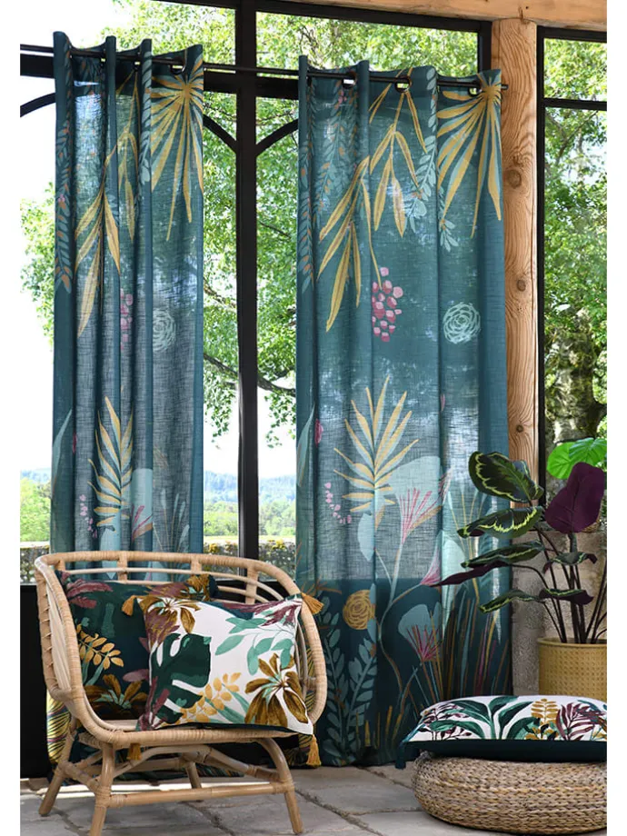 Kissen "Uniola" in Weiß/ Dunkelblau - (L)40 x (B)60 cm