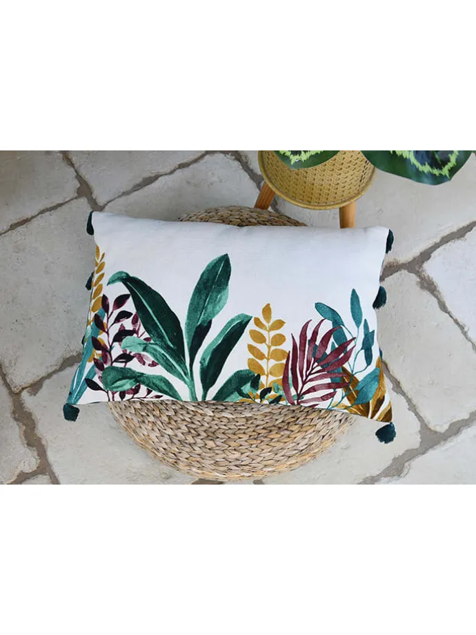 Kissen "Uniola" in Weiß/ Dunkelblau - (L)40 x (B)60 cm