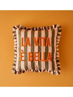 Kissenhülle in Hellrosa/ Khaki