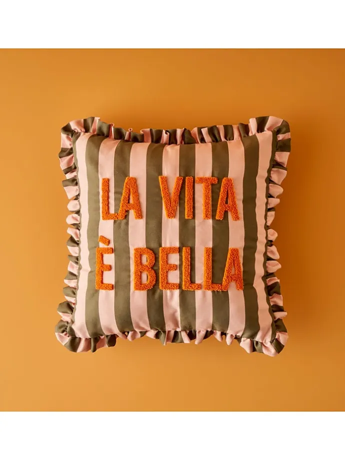 Kissenhülle in Hellrosa/ Khaki