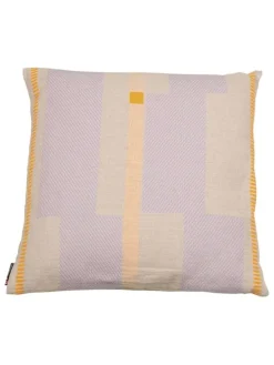 Kissenhülle "Lino - Blockstreifen" in Beige/ Lila