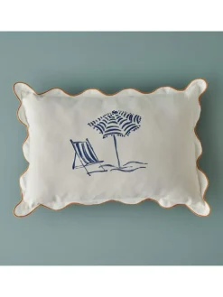 Kissenhülle ''Marine'' in Creme/ Blau - (L)35 x (B)50 cm