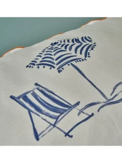Kissenhülle ''Marine'' in Creme/ Blau - (L)35 x (B)50 cm
