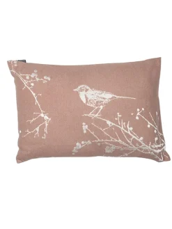Kissenhülle "Zweige mit Vögelchen" in Hellbraun