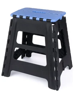 Klapphocker in Schwarz/ Blau - (B)38 x (H)39 x (T)21 cm