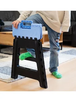 Klapphocker in Schwarz/ Blau - (B)38 x (H)39 x (T)21 cm