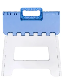 Klapphocker in Weiß/ Blau - (B)21 x (H)30 x (T)21 cm