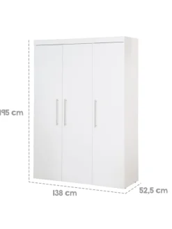 Kleiderschrank Kimi 3-türig mit Softclose, Kleiderstange & Metallgriffen