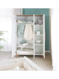 Kleiderschrank Ole 3-türig weiß mit Softclose, 6 Böden