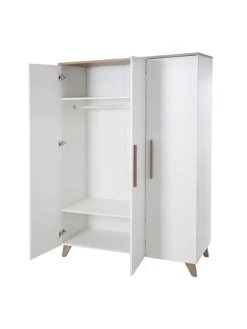 Kleiderschrank Ole 3-türig weiß mit Softclose, 6 Böden