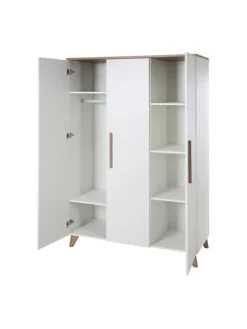Kleiderschrank Ole 3-türig weiß mit Softclose, 6 Böden