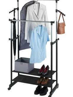 Kleiderstange "All In" in Schwarz/ Chrom - (B)89,5 x (H)169 x (T)43 cm