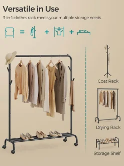 Kleiderständer in Schwarz - (B)103,5 x (H)155 x (T)41 cm