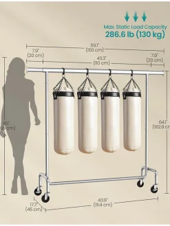 Kleiderständer in Silber - (B)111,4 x (H)162,9 x (T)45 cm