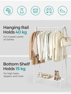 Kleiderständer in Weiß - (B)33,5 x (H)153 x (T)92,5 cm