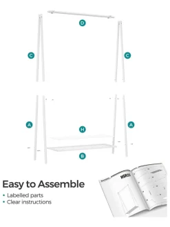 Kleiderständer in Weiß - (B)33,5 x (H)153 x (T)92,5 cm