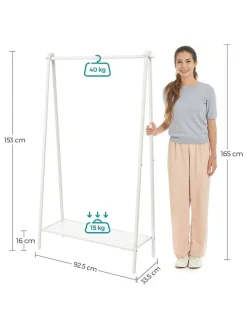 Kleiderständer in Weiß - (B)33,5 x (H)153 x (T)92,5 cm