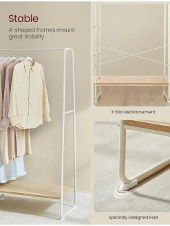 Kleiderständer in Weiß/ Beige - (B)120 x (H)160 x (T)45 cm