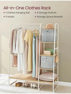 Kleiderständer in Weiß/ Beige - (B)120 x (H)160 x (T)45 cm