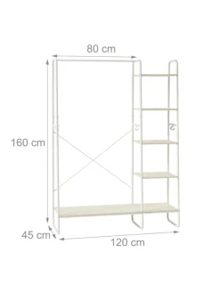 Kleiderständer in Weiß/ Natur - (B)120 x (H)160 x (T)45 cm