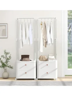 Kleiderständer mit 2 Schubladen 52 x 40 x 161 cm in Weiß