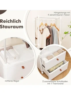 Kleiderständer mit 2 Schubladen 52 x 40 x 161 cm in Weiß