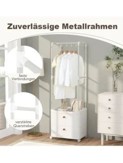 Kleiderständer mit 2 Schubladen 52 x 40 x 161 cm in Weiß