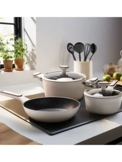 Kochgeschirr-Set 11-teilig 18/20/24 | mit Deckeln in Creme