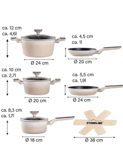 Kochgeschirr-Set 11-teilig 18/20/24 | mit Deckeln in Creme