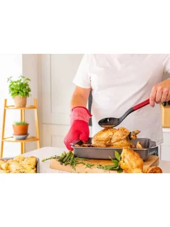 Kochlöffel "Classic" in Schwarz/ Rot - (L)34 cm