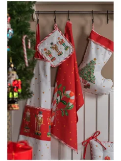 Kochschürze in Weiß/ Rot - (L)85 x (B)70 cm