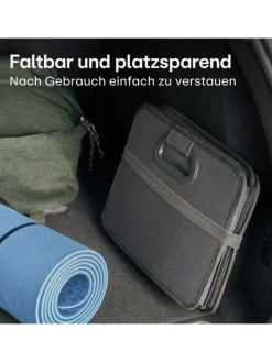 Kofferraum Organizer Faltbar – 3 Fächer mit 5 Taschen – Rutschfest