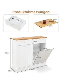 Kommode für 2x40L Mülleimer in Weiß